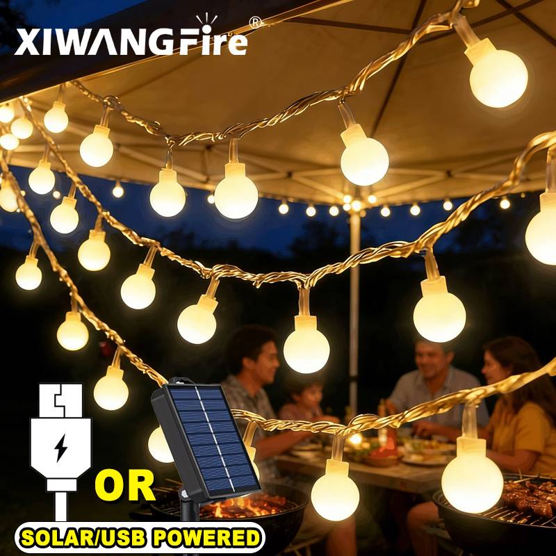 Outdoor Lighting Waterproof - 3-10M Solar/USB/Battery String Lights, Fairy Globe