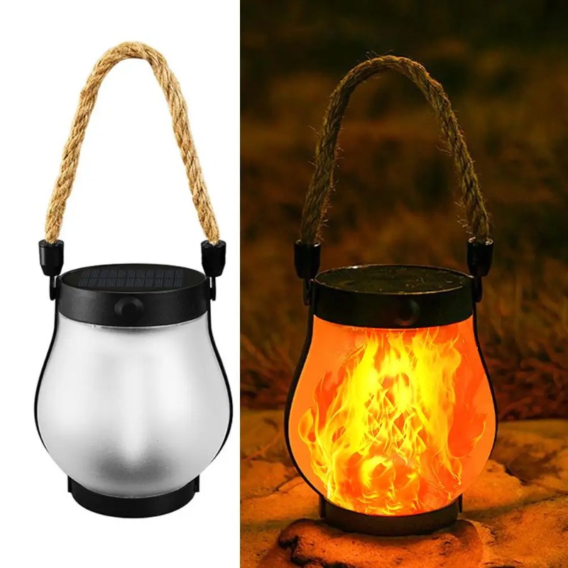 Outdoor Lighting Ground - Solar Flame Lamp USB Rechargeable Camping