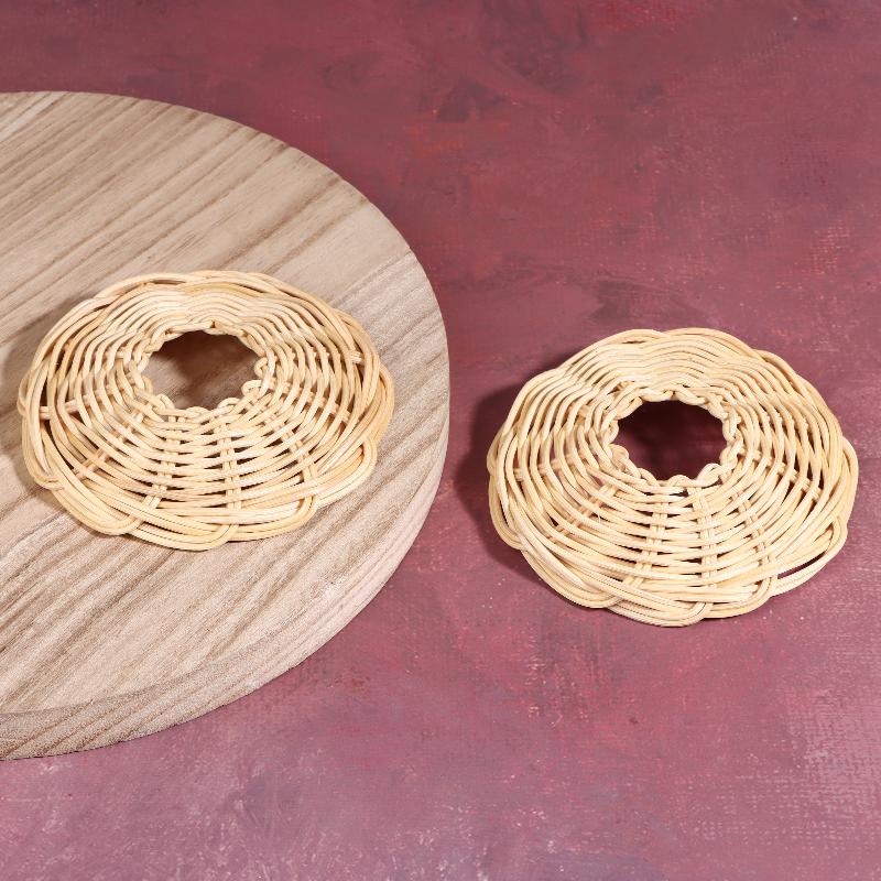 Outdoor Lighting Chandelier - 2Pcs Handwoven Rattan Lampshade Vintage Chandelier