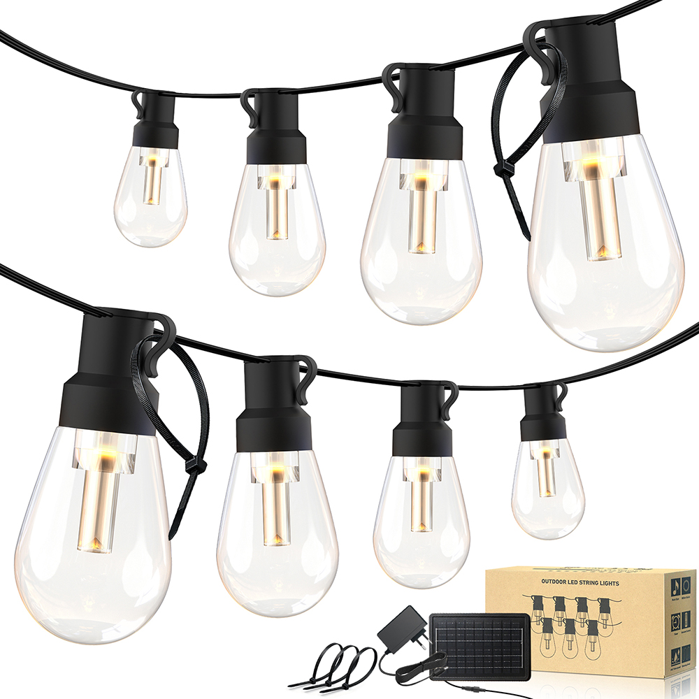 String Light Bistro - Solar Warm LED Globe String Lights