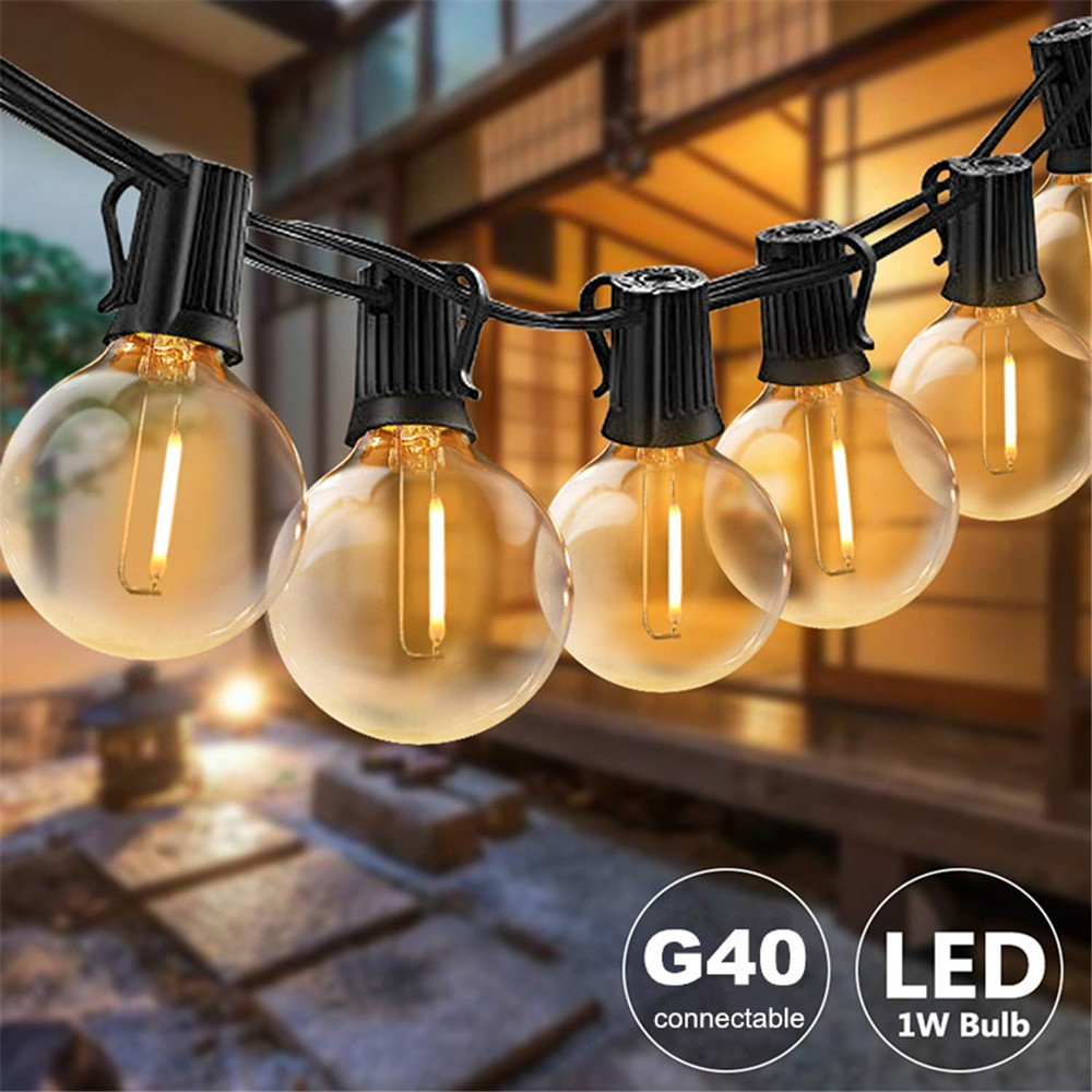 String Light Bistro - 25FT/50FT G40 Clear Globe Bulbs Outdoor