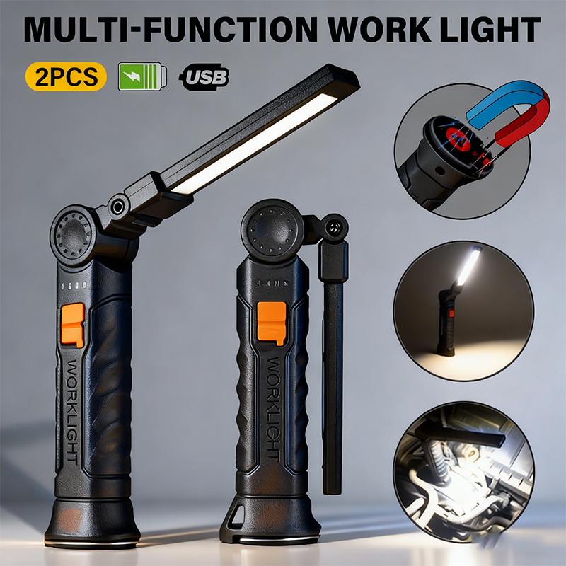 Outdoor Lighting Junction Box - Portable COB LED Flashlight USB Rechargeable