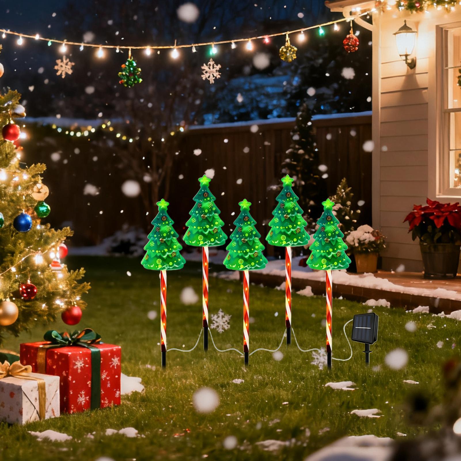 Outdoor Lighting Front Yard - Christmas Tree Driveway Light Solar Powered