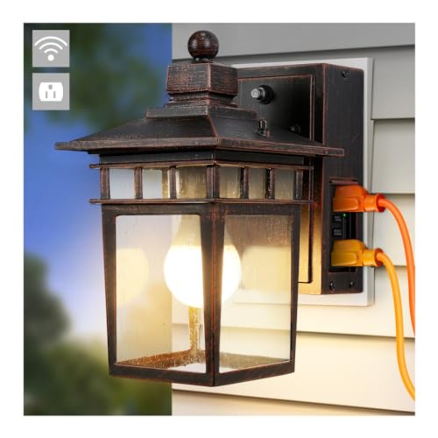 Outdoor Lighting Sconce - Outdoor Light with GFCI Outlet, Dusk