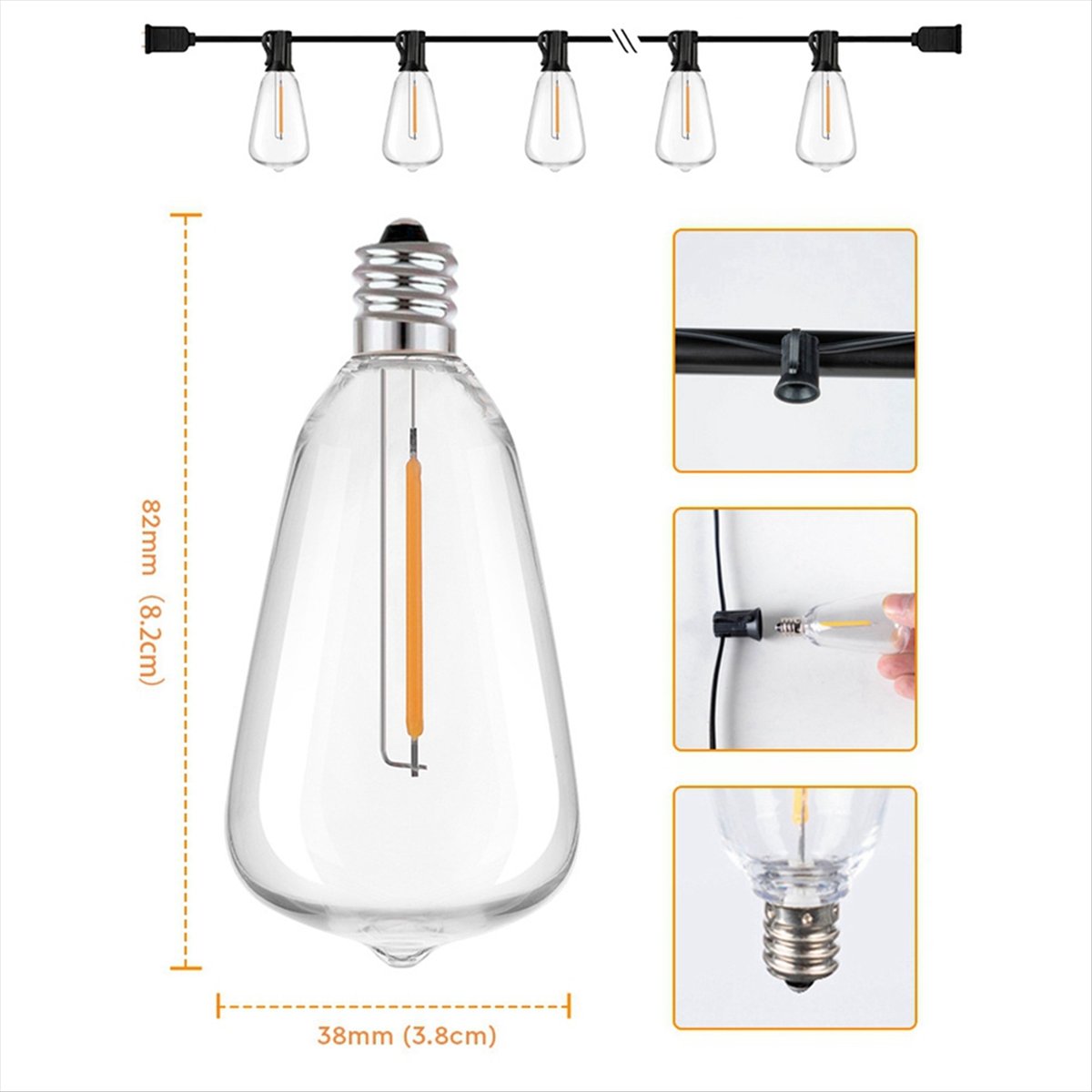 String Light Bistro - Top ST38 LED Light String Patio