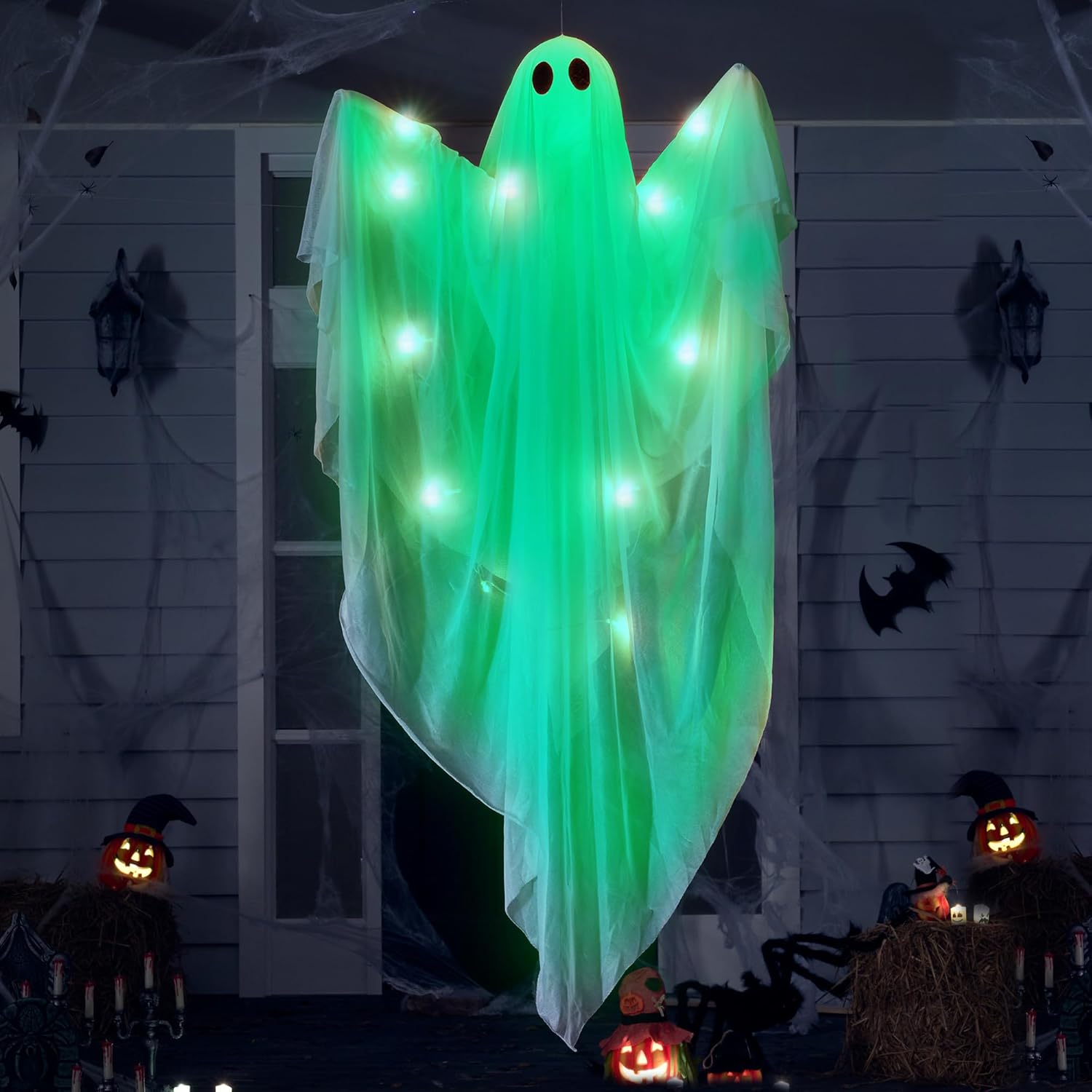 Outdoor Lighting Front Yard - Halloween Hanging Light up Ghost with