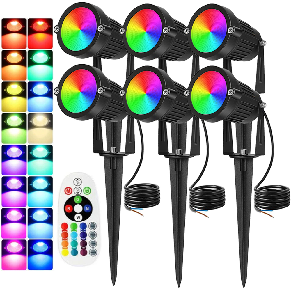 Outdoor Lighting Waterproof - RGBW Landscape Lighting 10W with Remote