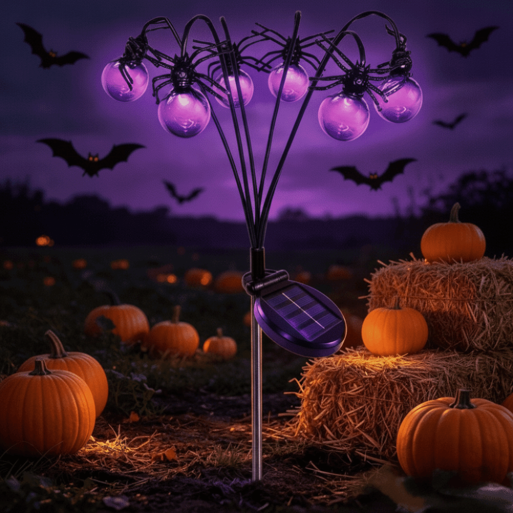 Outdoor Lighting Front Yard - Skeleton Purple Light Halloween Decorations Spider