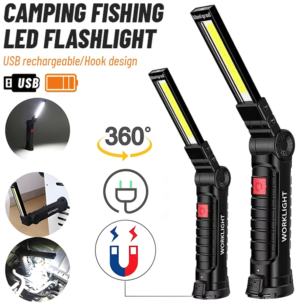 Outdoor Lighting Types - LED COB Flashlight USB Rechargeable Torch