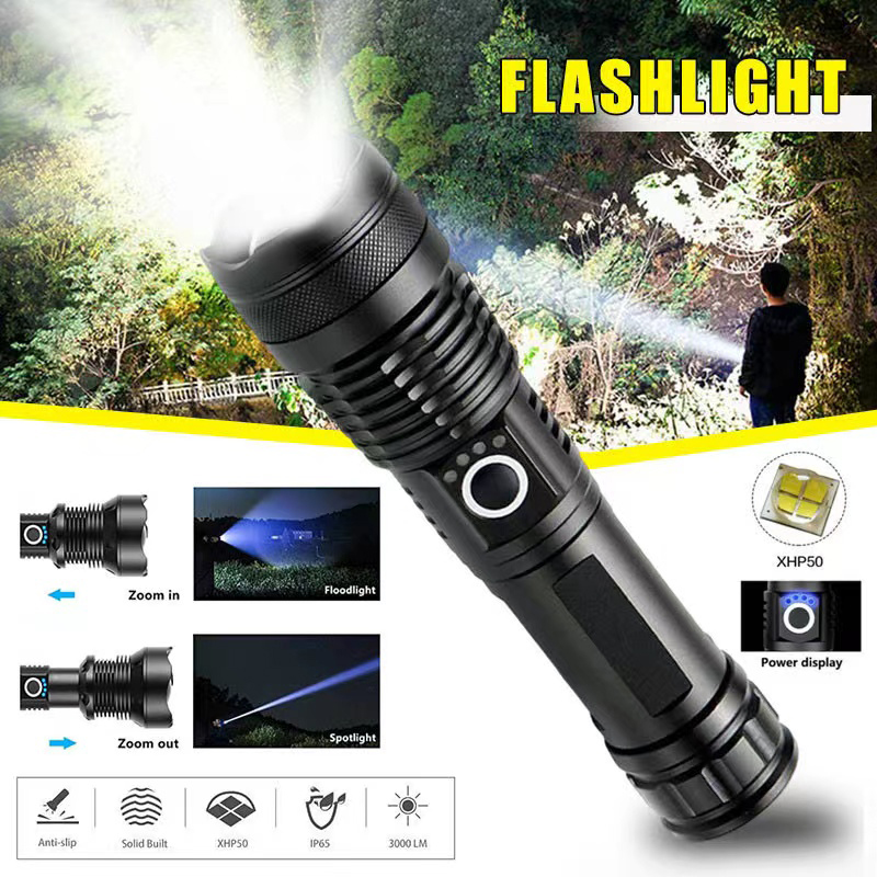Outdoor Lighting Junction Box - High Power XHP70 Led Flashlight USB-C