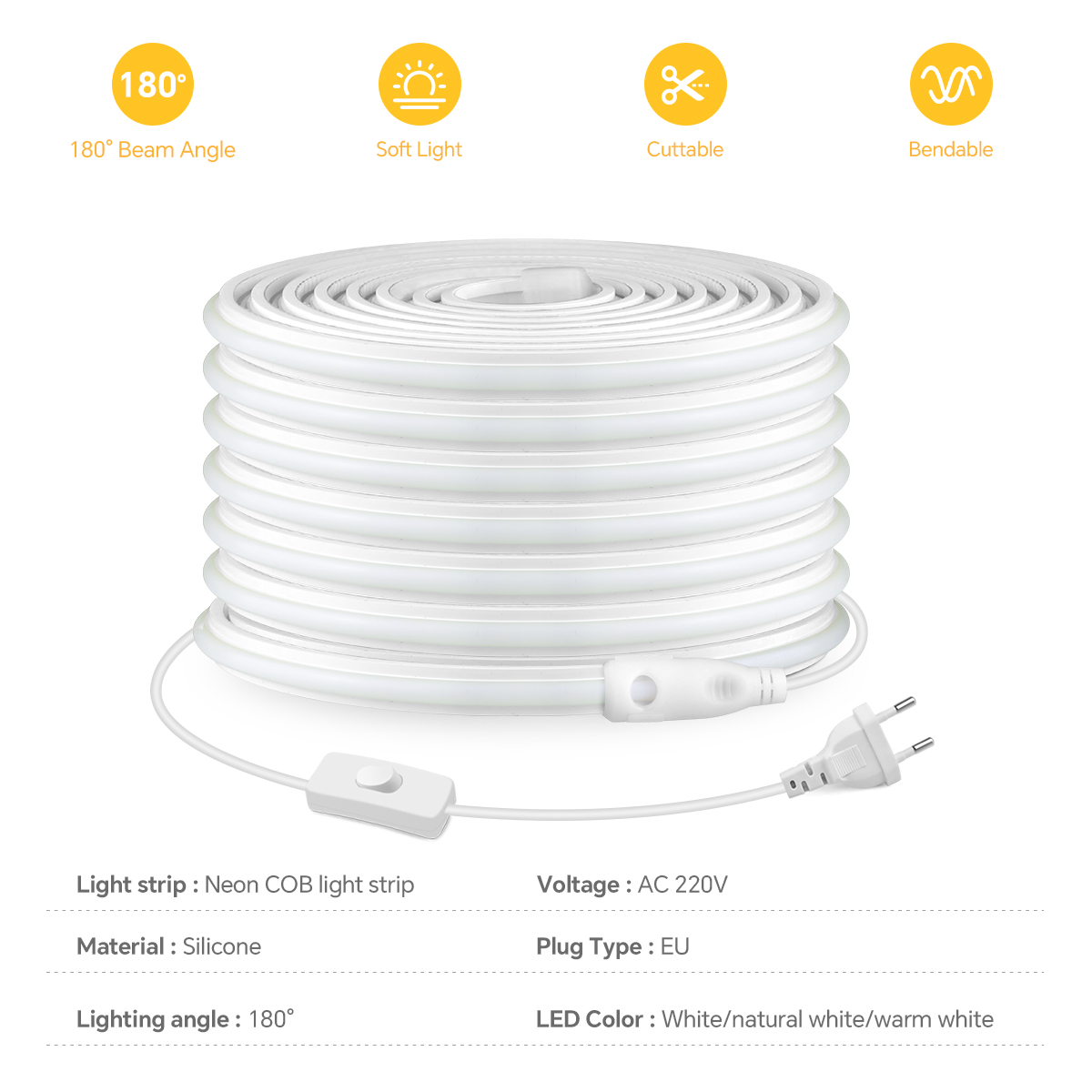 220V COB Led Strip High Densit - огляд і ціна Outdoor Lighting Socket