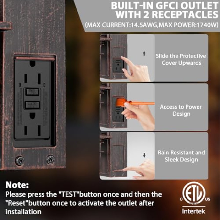 Outdoor Light with GFCI Outlet - огляд і ціна Outdoor Lighting Sconce