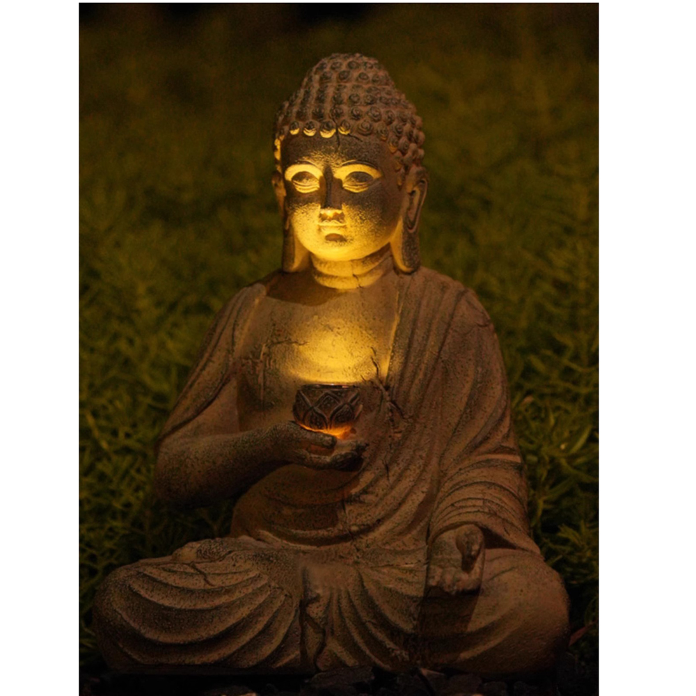 Resin Solar Buddha Statue Scul - огляд і ціна Outdoor Lighting Front Yard