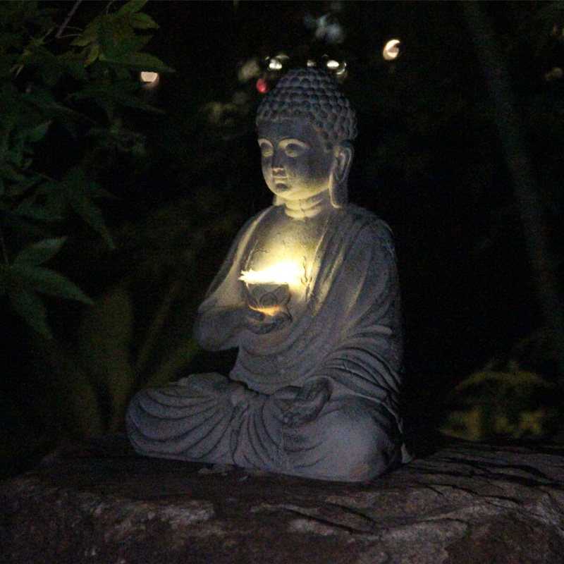 Resin Solar Buddha Statue Scul - огляд і ціна Outdoor Lighting Front Yard