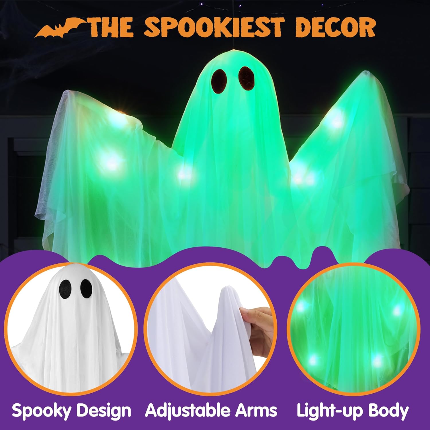 Halloween Hanging Light up Gho - огляд і ціна Outdoor Lighting Front Yard