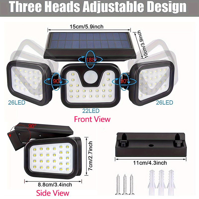 74LED Solar Light 3 Head Motio - огляд і ціна Outdoor Lighting Front Yard